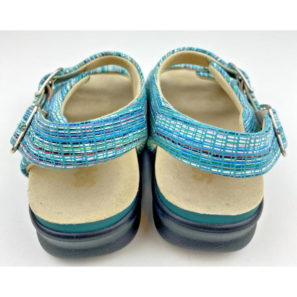 SAS Relaxed Sandal Rainbow Teal Slingback Summer 6 1/2 M Comfort Shoes USA EUC - Picture 7 of 11